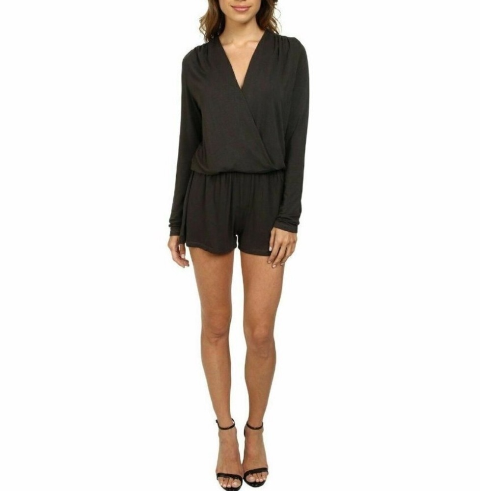 Young Fabulous & Broke Long Sleeve Howell Romper in Olive Green Size M